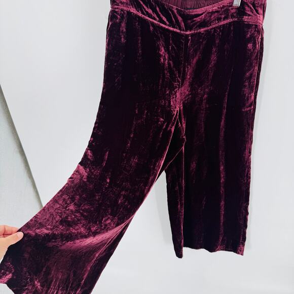 Madewell Velvet Huston Wide Leg Crop Pinot Noir Pull on Pants Cropped Size Large - Picture 5 of 8